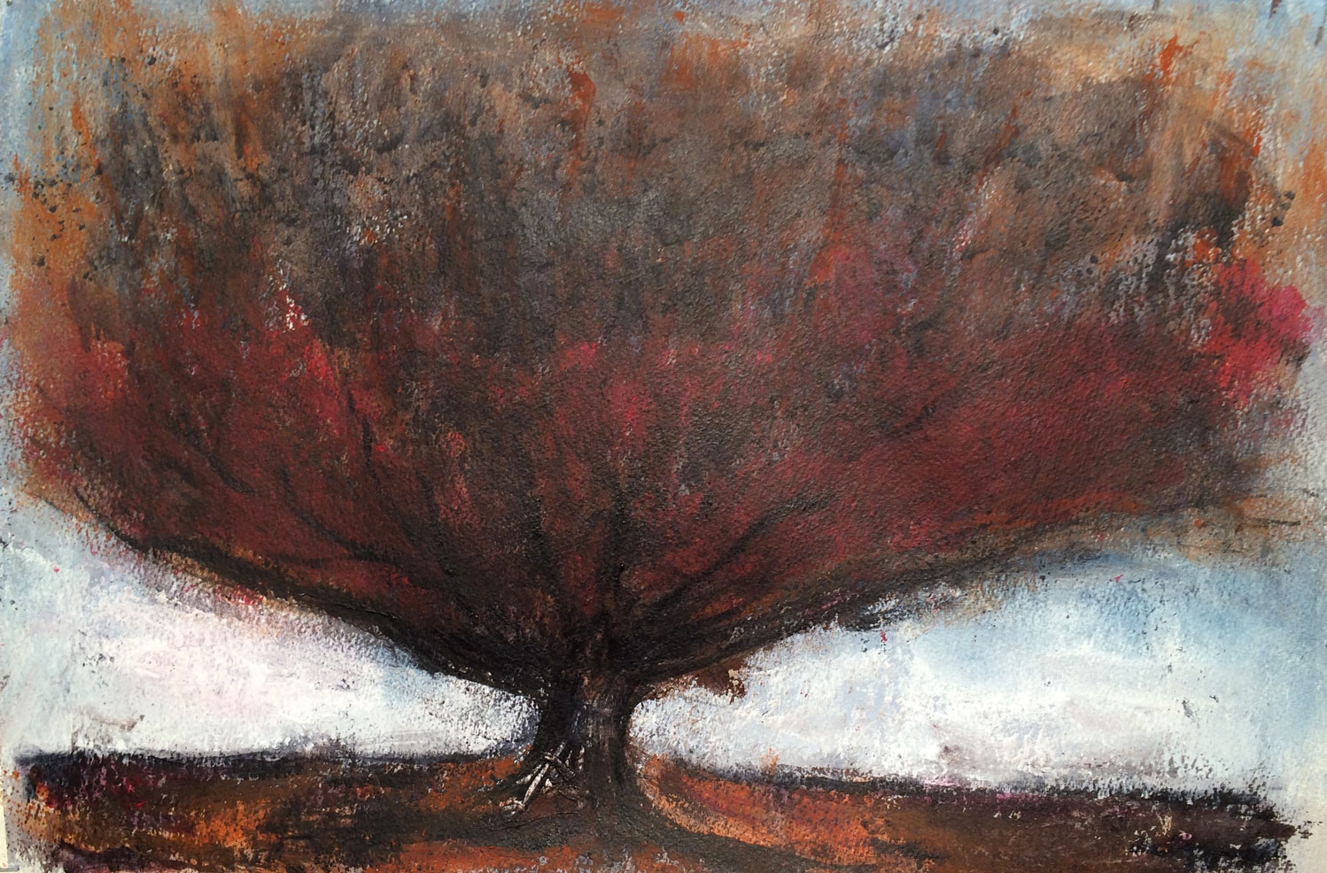 N°2131 - Auprès de mon arbre - Acrylique sur papier - 38 x 56 cm - 21 janvier 2016
